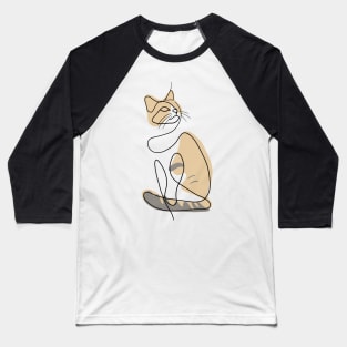 Tri-color Cat - Simple Minimalist Line Art Design Baseball T-Shirt